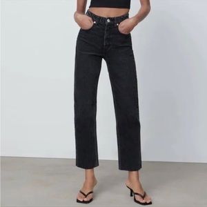 Zara hi-rise straight leg black jeans